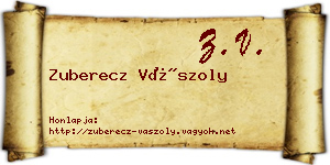Zuberecz Vászoly névjegykártya